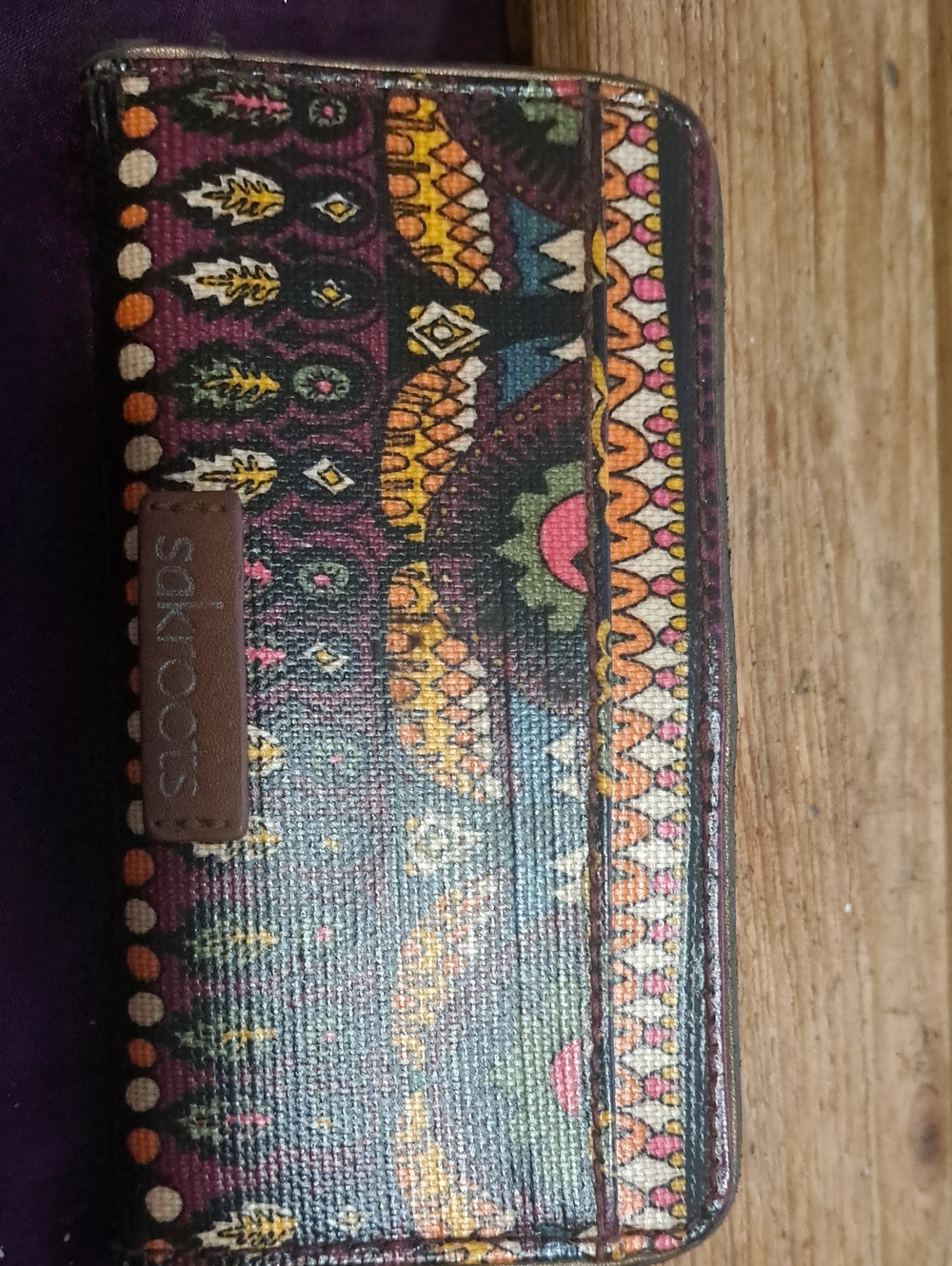 Sakroots Multicolor Bohemian Zip Wallet with Floral Motif